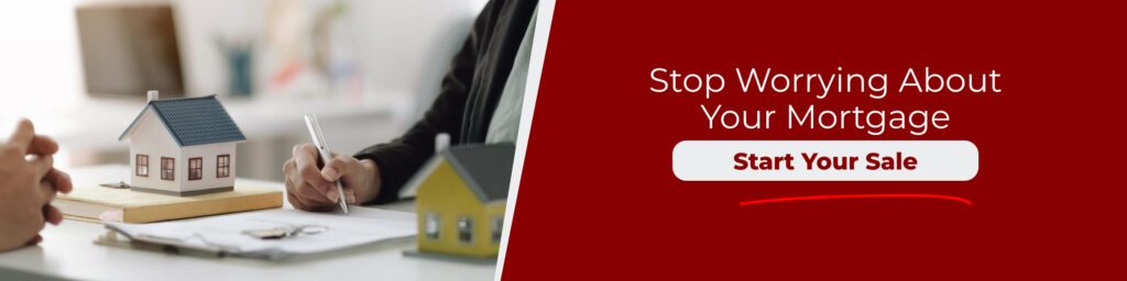 Can I sell a house that is not paid off call to action graphic showing home sale consultation and start your sale button