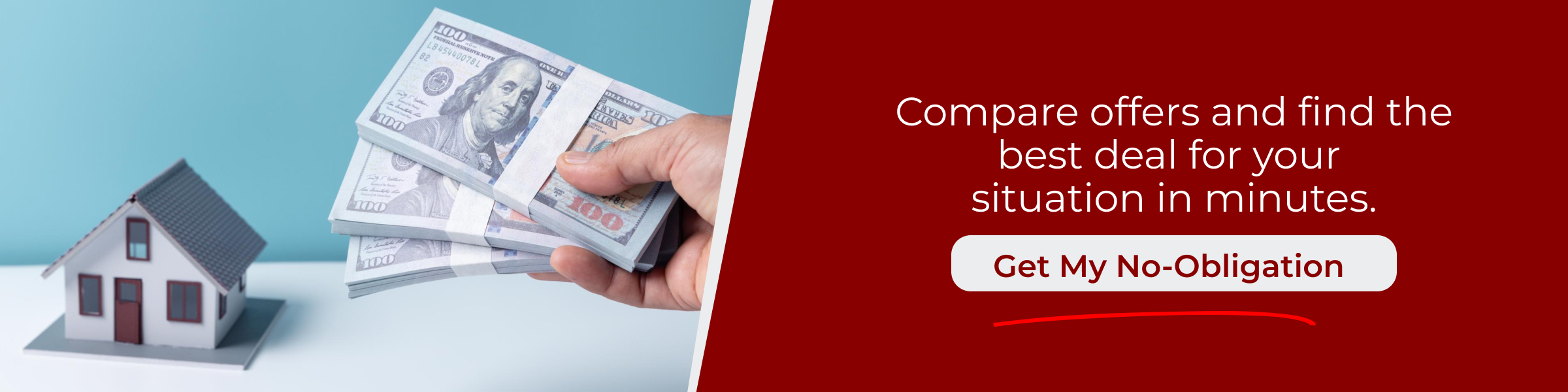 Arizona Cash Home Buying Options CTA showing cash and home model, encouraging sellers to compare offers quickly