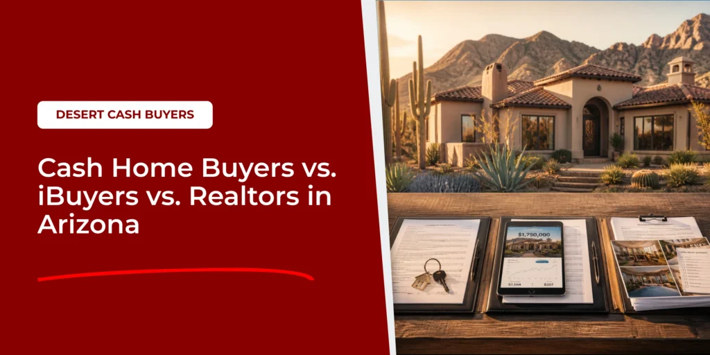 Arizona home sale comparison showing offers and documents for cash buyers vs iBuyers Arizona and traditional agents.