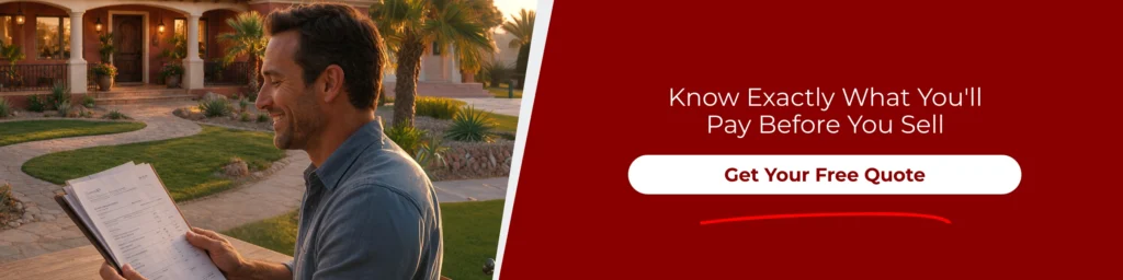 Arizona home seller reviewing closing costs and paperwork before selling a house to a cash buyer.