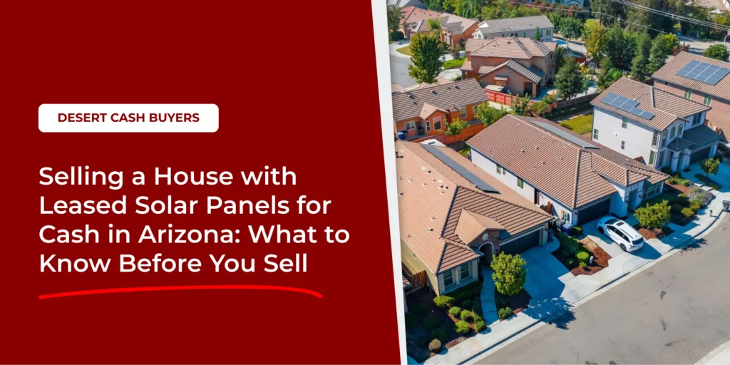 Aerial neighborhood view illustrating key considerations when you sell house with leased solar panels Arizona.