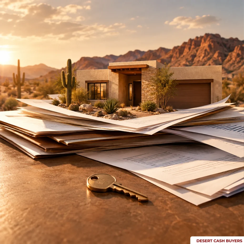 Arizona home with property documents and keys, illustrating can an HOA foreclose on your house in Arizona and the process involved.