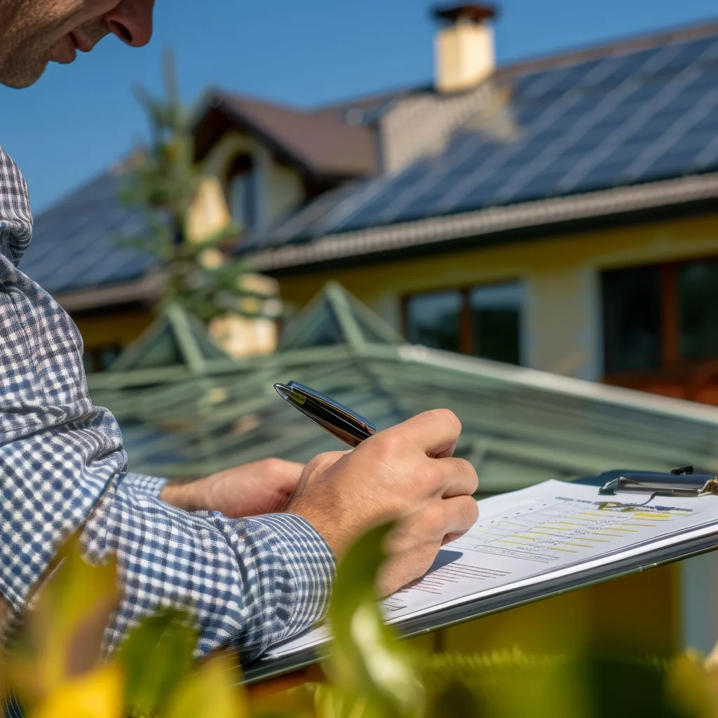 Person reviews a property document outside a home, illustrating stigmatized property Arizona disclosure law.